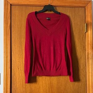 Express Deep Red V-Neck Sweater
